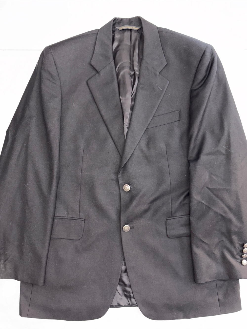 Jack Victor Mens Blazer 42R Black Made in Canada 100% Wool Vintage 2 Button Coat